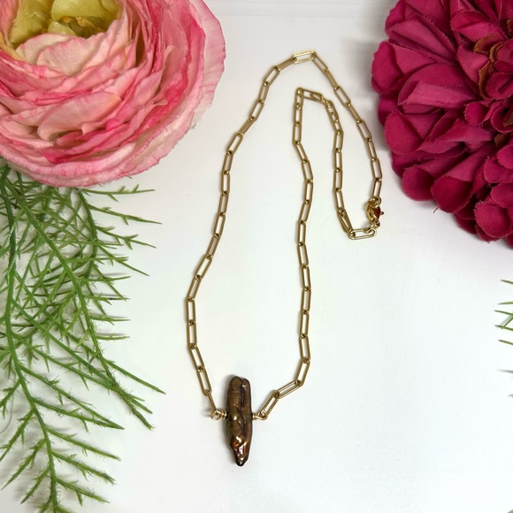 NEW⚜️Biwa Chocolate Freshwater Pearl Chain Necklace - Picture 3 of 7